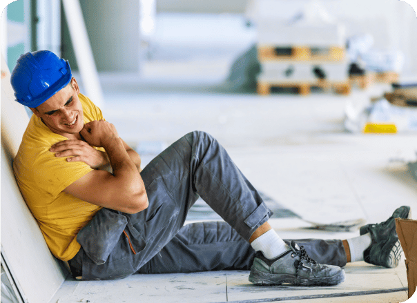 a worker showing he's in pain