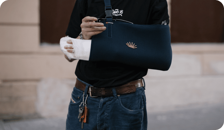 a person with an arm cast