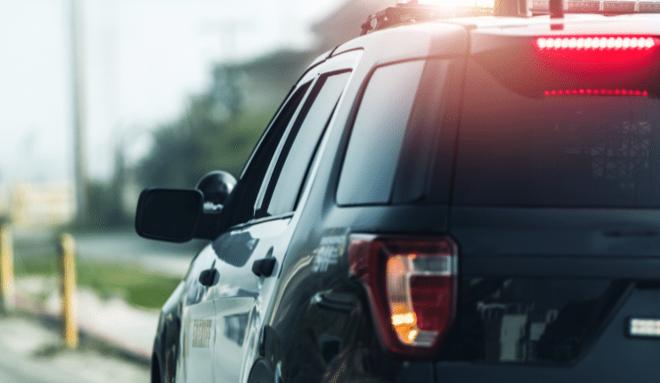 a parked police car in Indiana